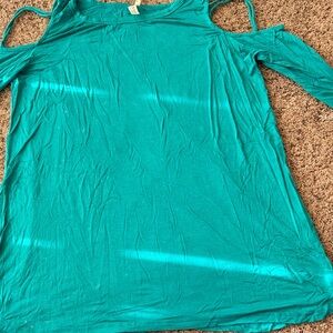 Teal Cold Shoulder Women's Top